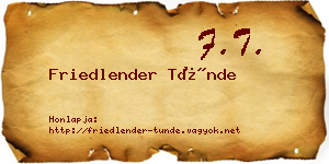 Friedlender Tünde névjegykártya